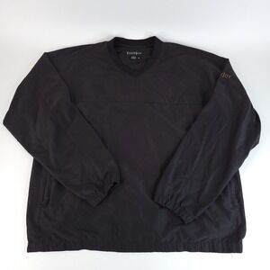 Footjoy Jacket Mens Medium Black Performance Golf Pullover Gold Sleeve Spell Out